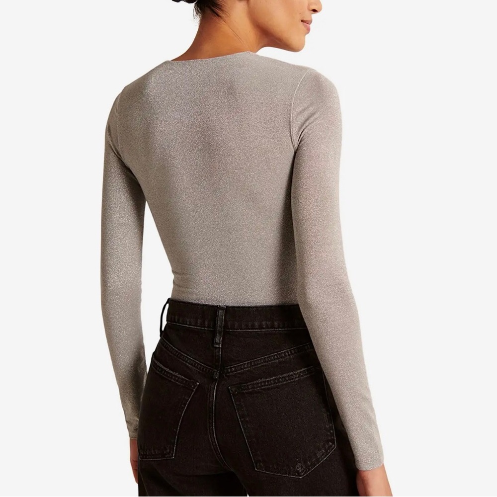 long sleeve v neck sparkle bodysuit
